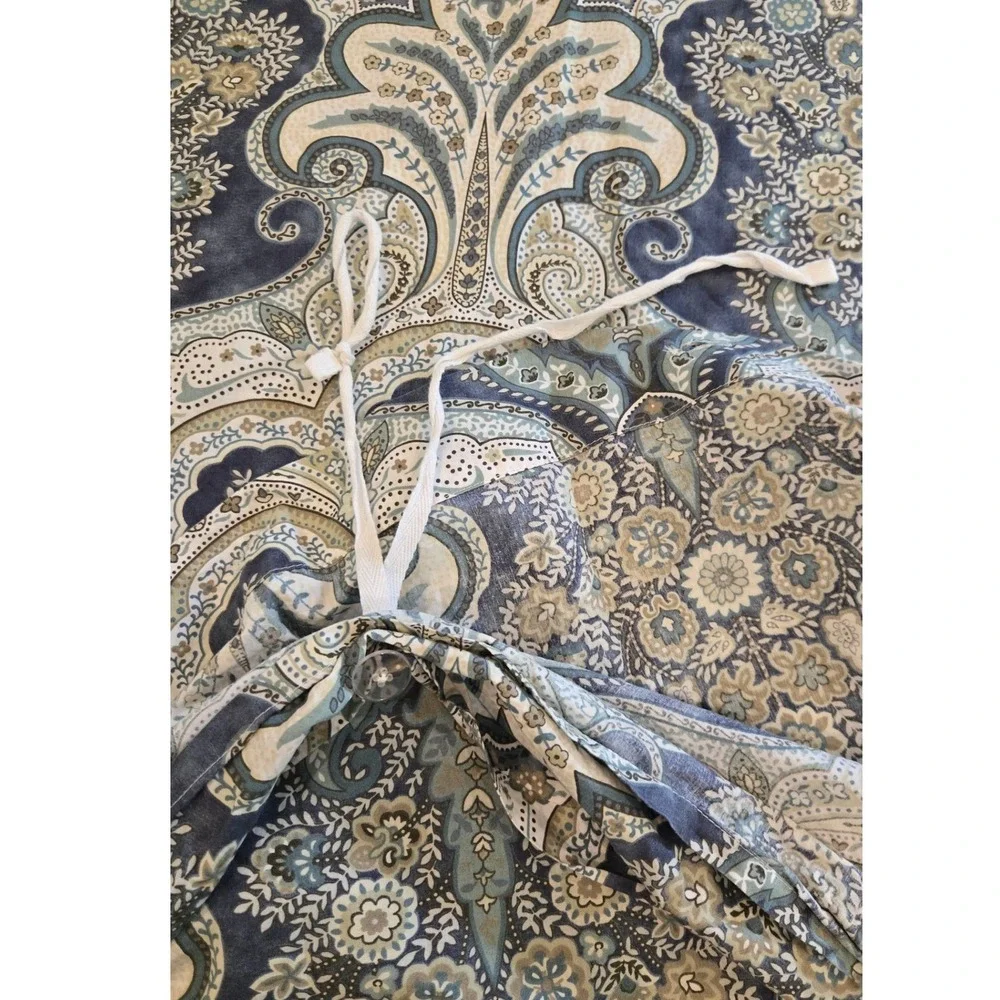 Pottery Barn Duvet Cover King Jordana Blue Paisley Medallion 100% Cotton Percale